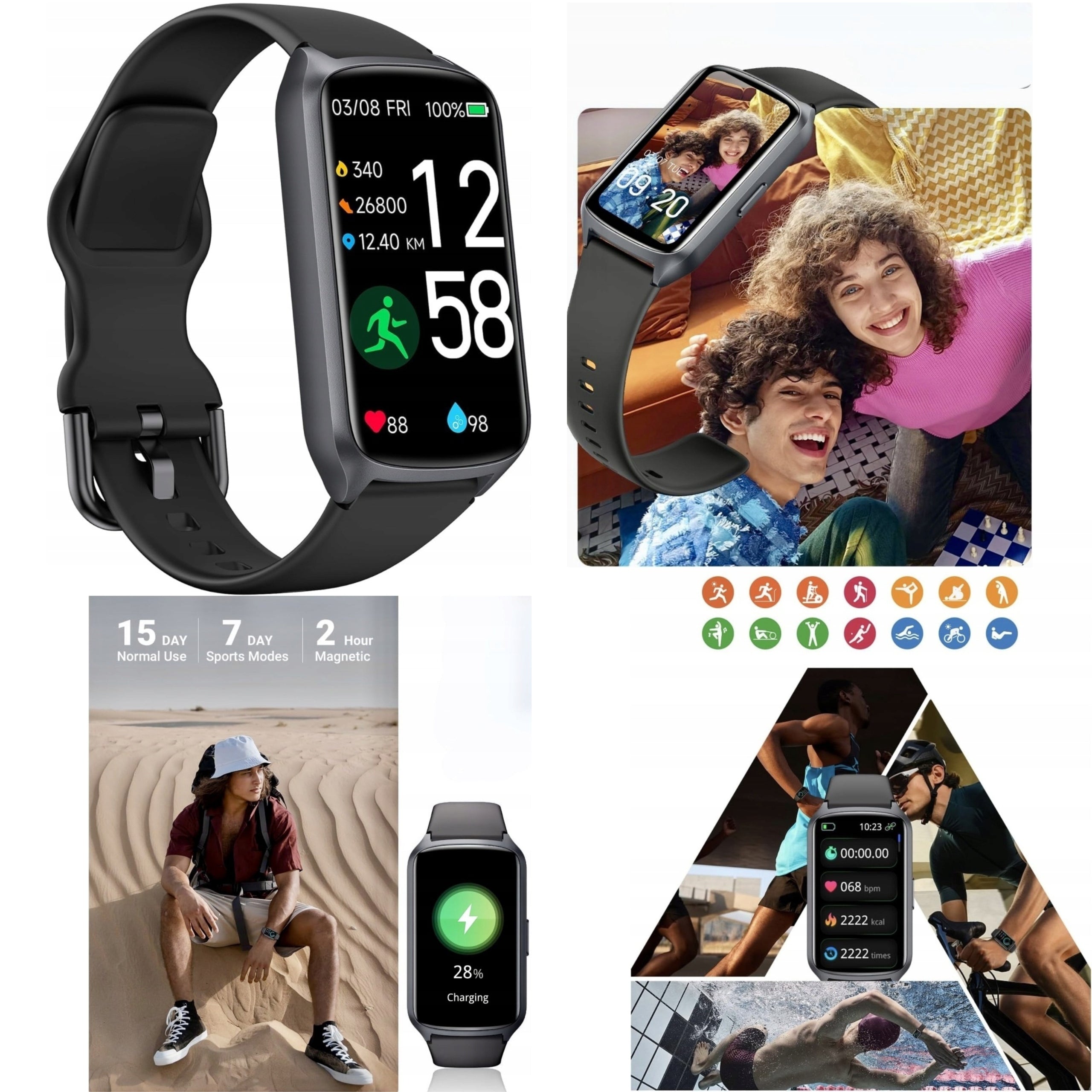 Women's Smartwatch AmzHero D26 Smart Watch Fitness Black PL