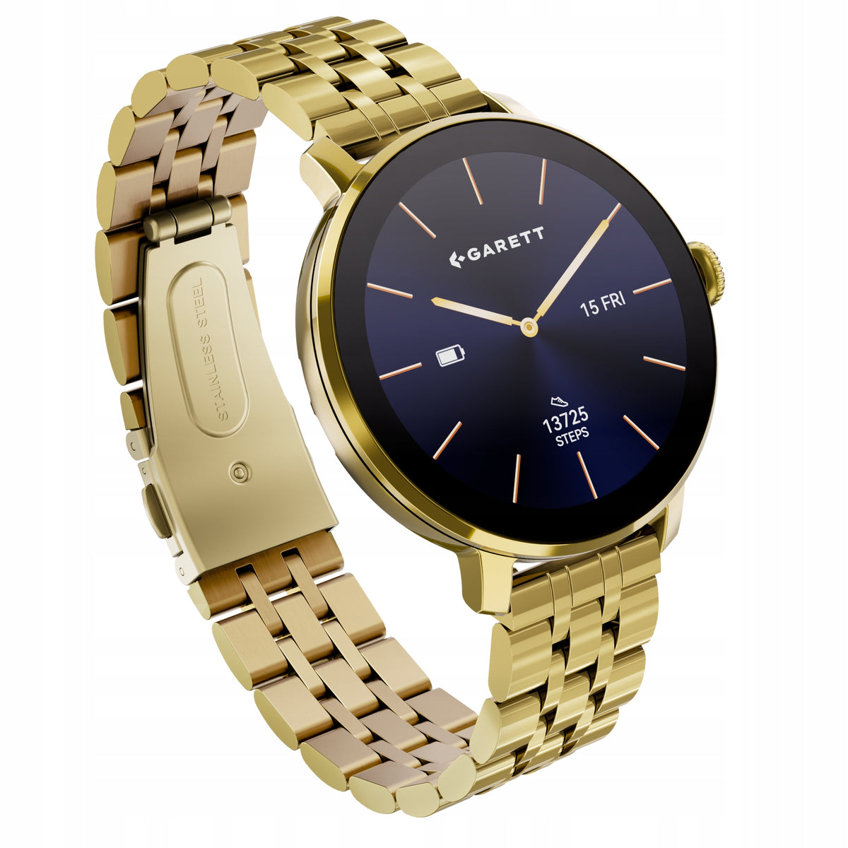 Women's Smartwatch Garett Muse Gold Steel AMOLED Talk BT Gorilla Glass Packaging status original