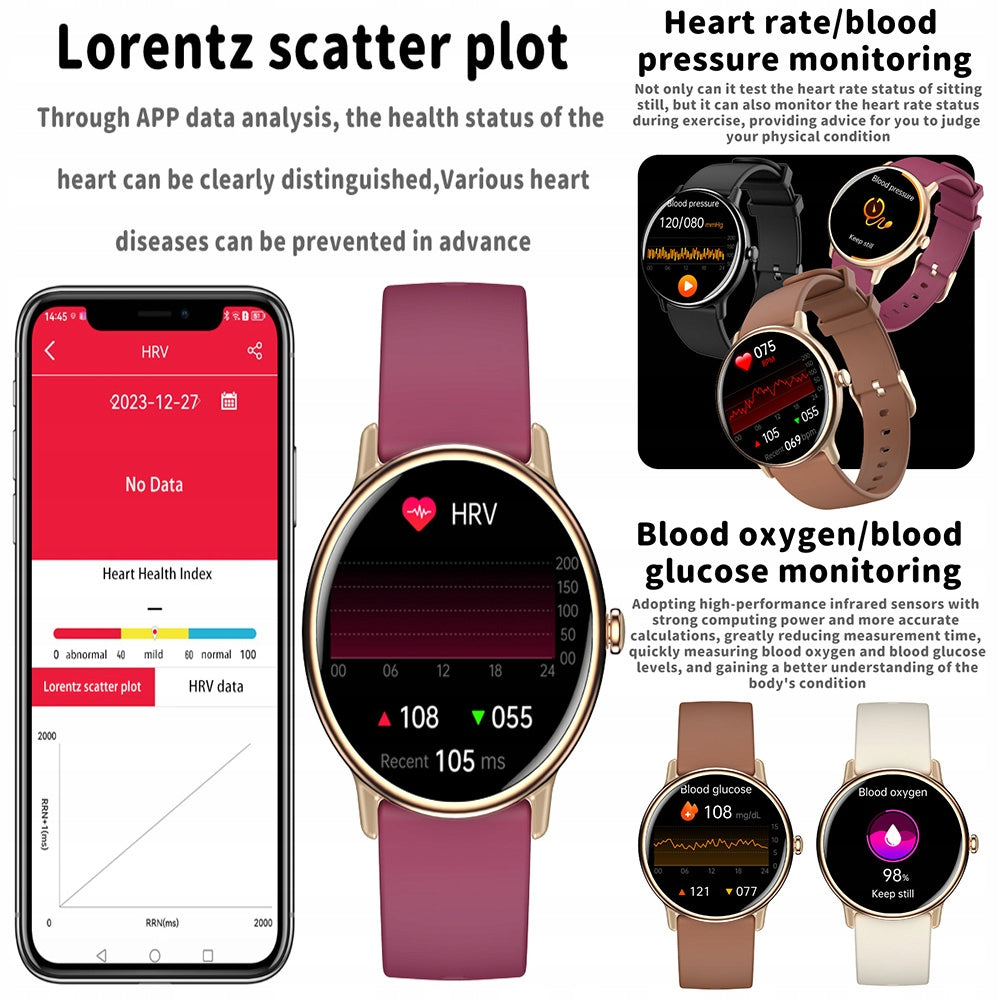 Women's Smartwatch Gold Bella Y86 ECG Amoled Glucose Pulse Pressure Packaging status original