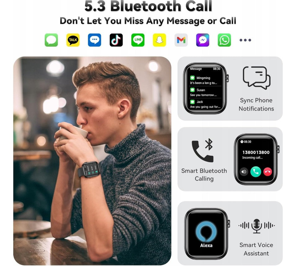 Women's Smartwatch M104 1.83" Bluetooth Talk IP68 Black Manufacturer code Sklep95 Smartwatch Zegarek SM3
