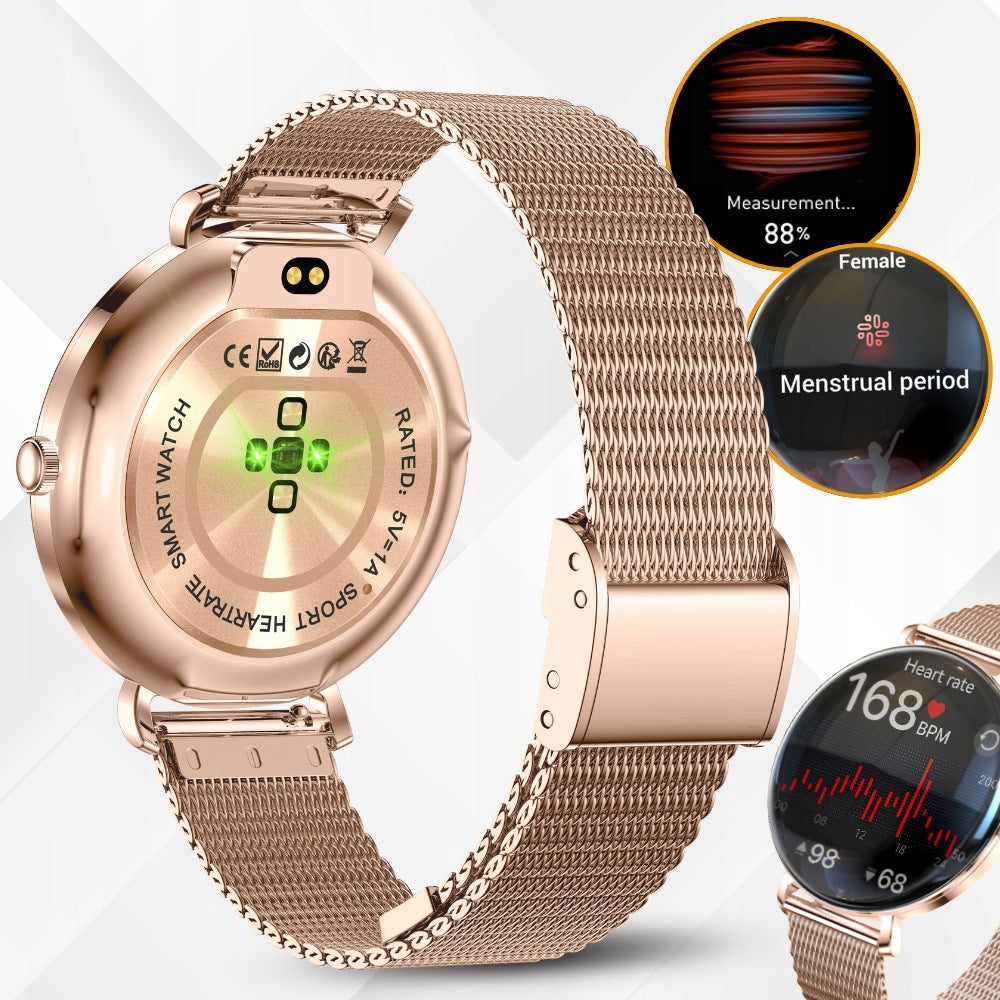 Women's Smartwatch Waterproof Conversation Menu PL AmoLED Sport IP68 Manufacturer code Smartwatch dla kobiet/dziewczyn złoty Menu PL