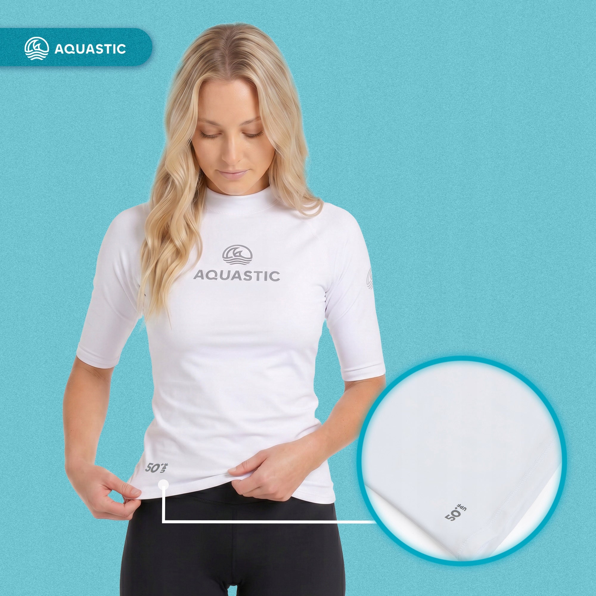 Women's T-shirt AQUASTIC Rimos WMNS UV 50+ UPF white L QUICK-DRYING Sleeve short sleeve