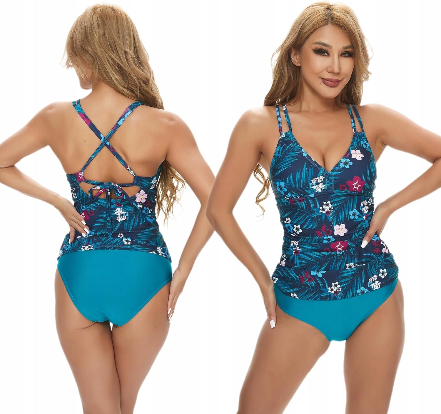Women's Two-Piece Swimsuit with T-Shirt Size S Turquoise Additional features UV protection adjustable straps multifunctional