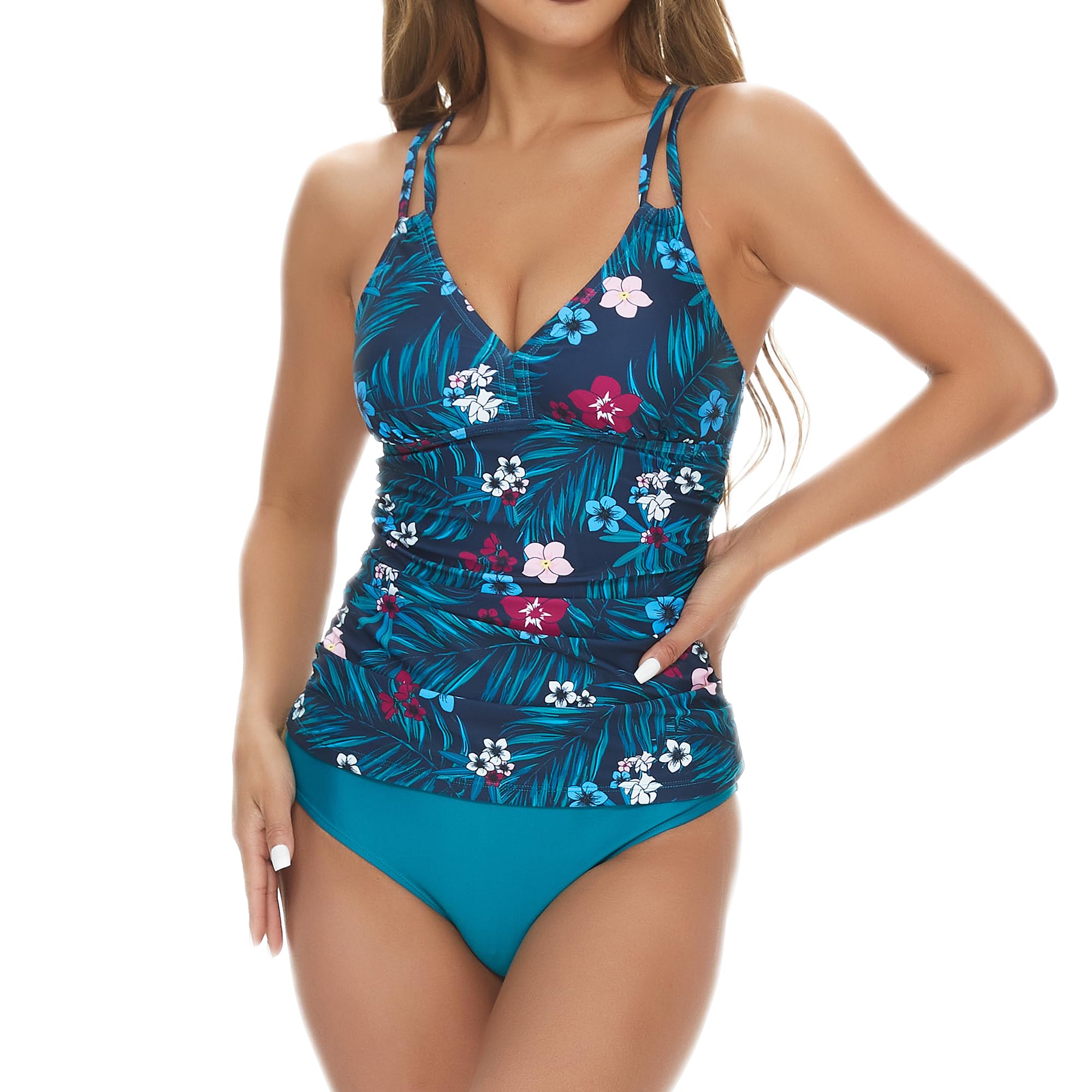 Women's Two-Piece Swimsuit with T-Shirt Size S Turquoise