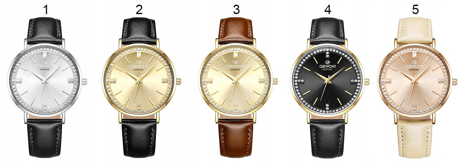 Women's Watch Giewont Leather Strap Elegant GW5390 + BOX + ENGRAVING Brand Giewont