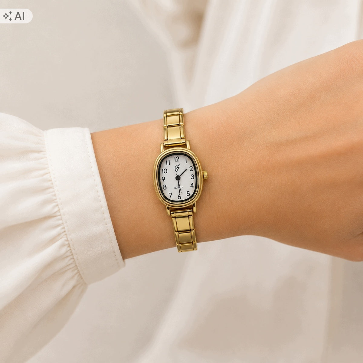 Women's Watch Gold Quartz Elegant Oval On Women's Bracelet Brand no brand