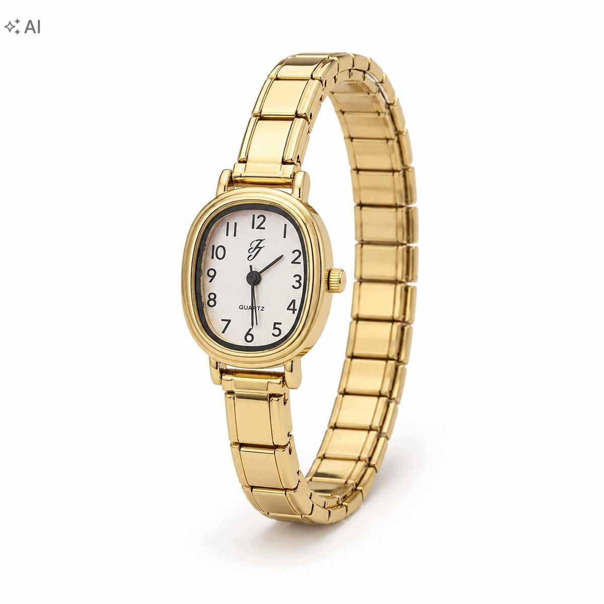 Women's Watch Gold Quartz Elegant Oval On Women's Bracelet