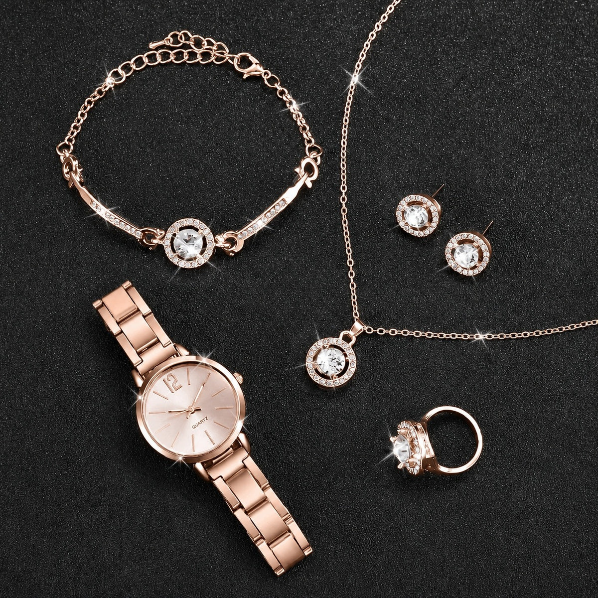 Women's Watch Jewelry Rose Gold Necklace Bracelet Earrings Manufacturer code Z066RZ