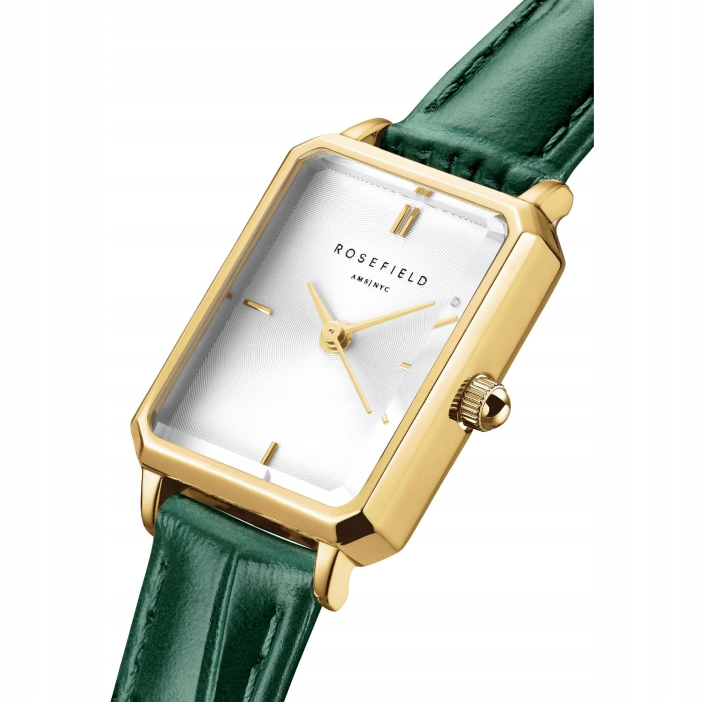 Women's Watch ROSEFIELD Octagonal Green Gold Leather Strap Gift Manufacturer code OWGLG-O86