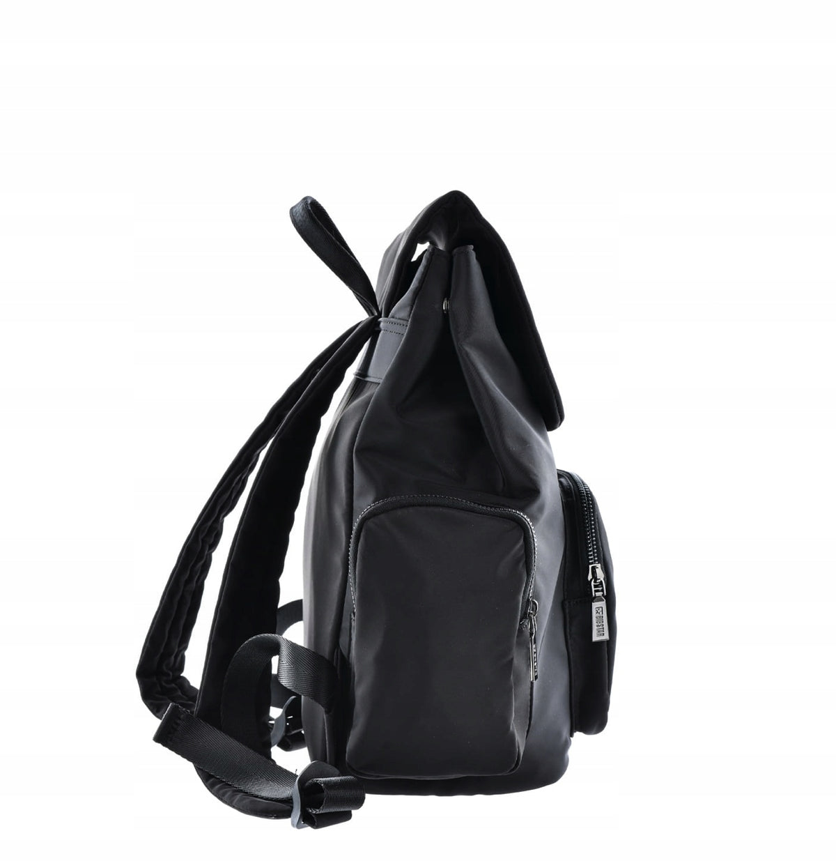 Women's backpack Big Star LL574042 black city with flap and pockets Main pattern plain