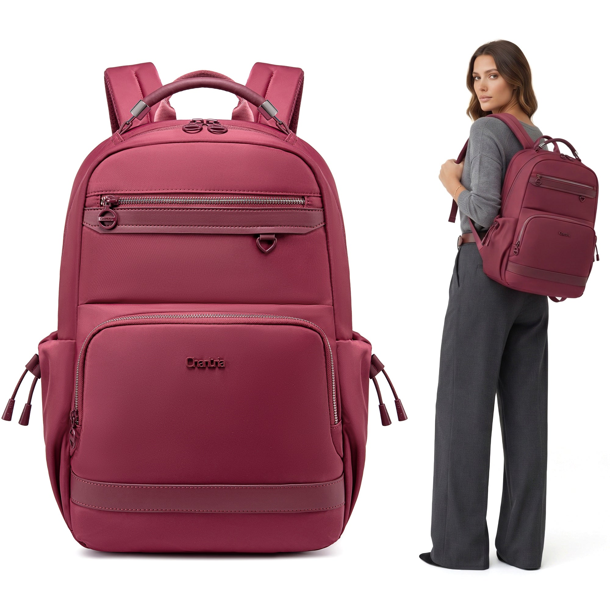 Women's backpack Chantria CB00954 for laptop 15,6 two-chamber red