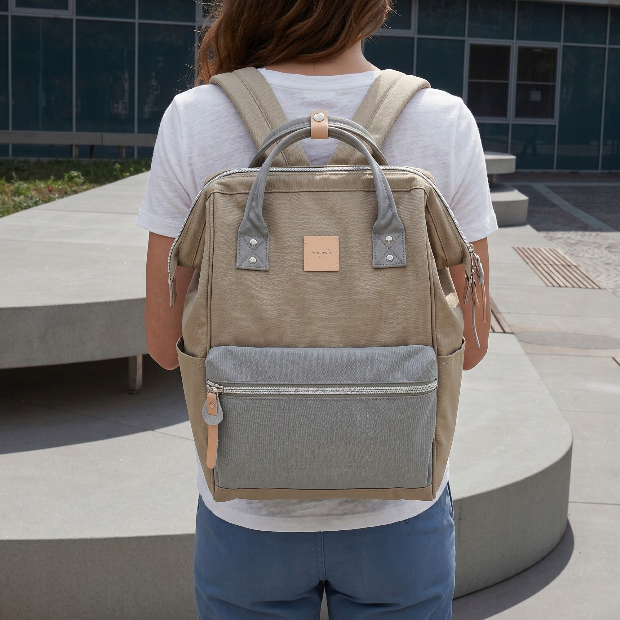 Women's backpack Himawari Sorrel HM1881 for laptop 15,6" USB #22 coffee-grey Manufacturer code 6976720541021