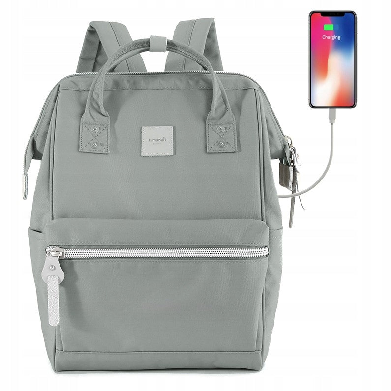 Women's backpack Himawari Sorrel HM1881 for laptop 15,6 USB grey