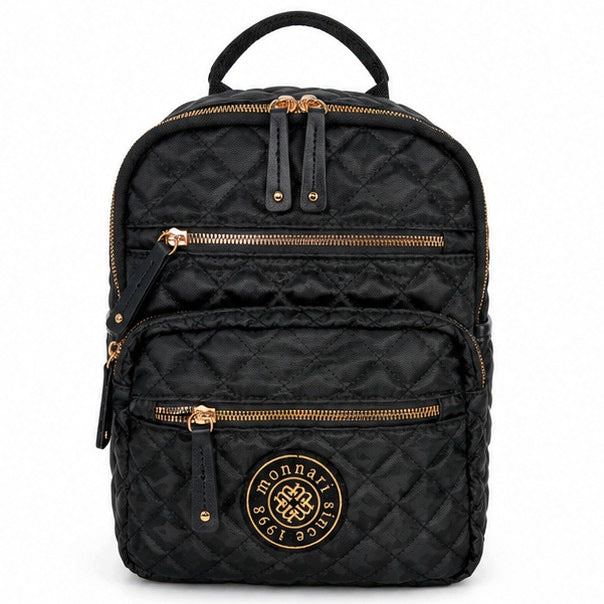 Women's backpack Monnari BAG4170-M20 quilted black glossy