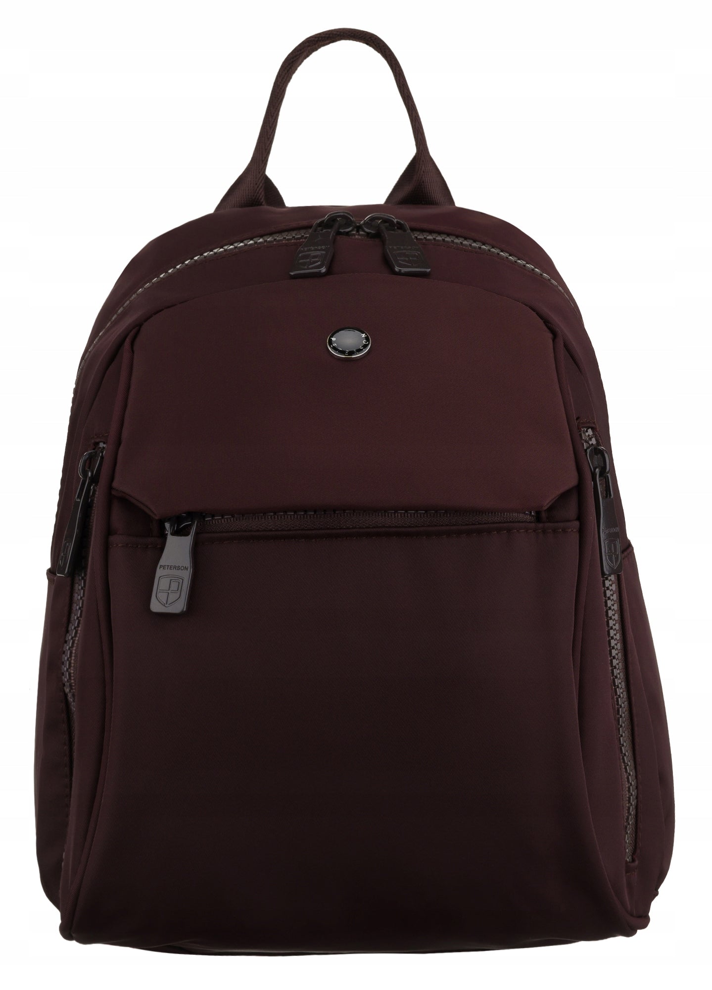 Women's backpack PETERSON compact small city backpack burgundy zip-up Brand Peterson