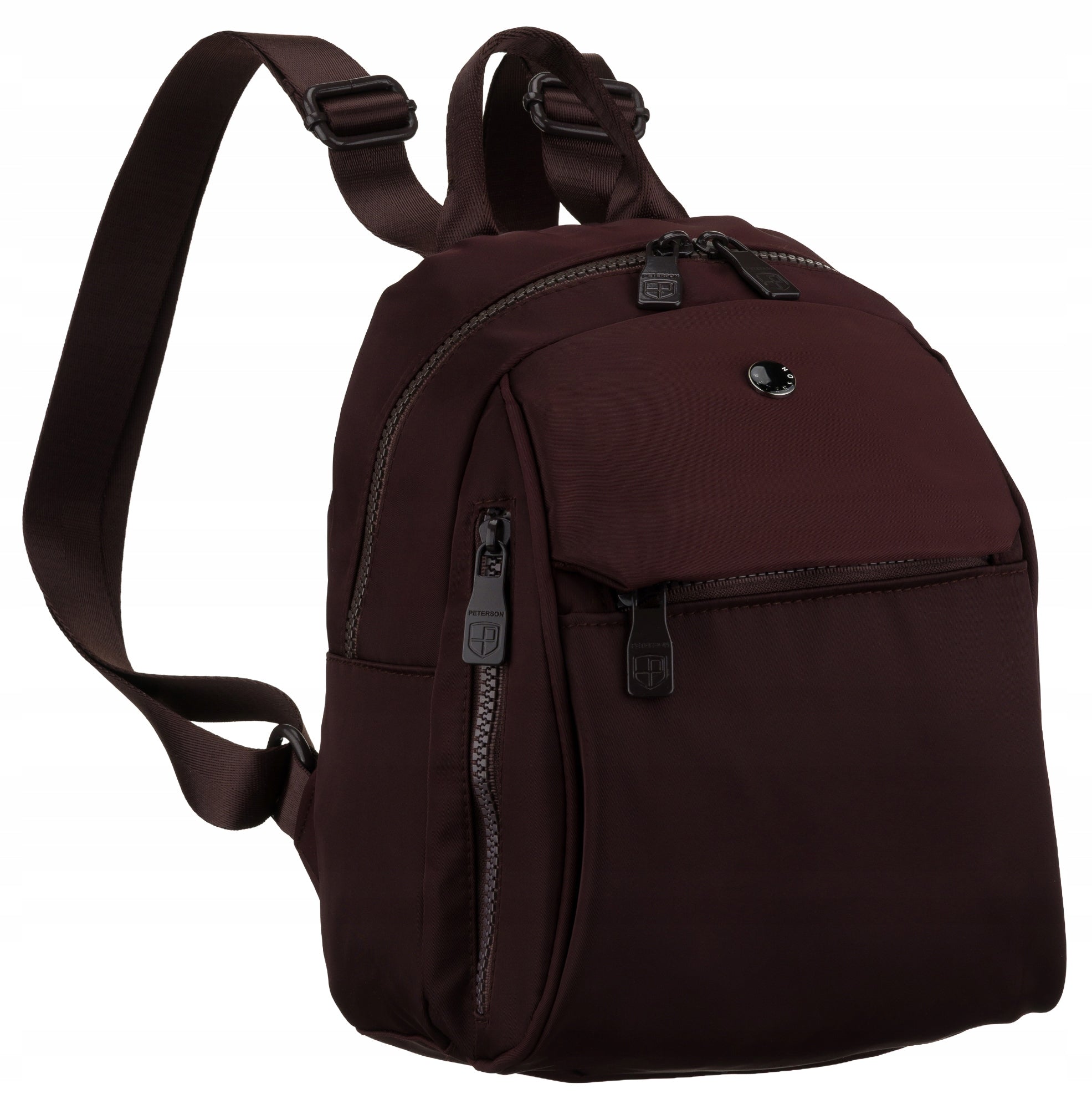 Women's backpack PETERSON compact small city backpack burgundy zip-up
