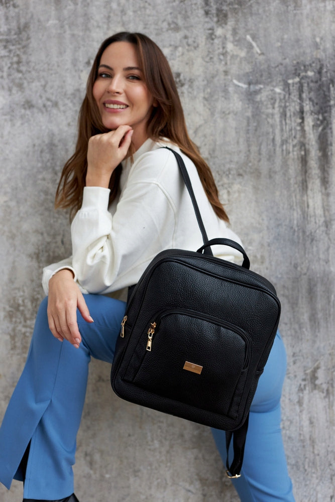 Women's backpack PETERSON lightweight city backpack for everyday work black Packaging status original