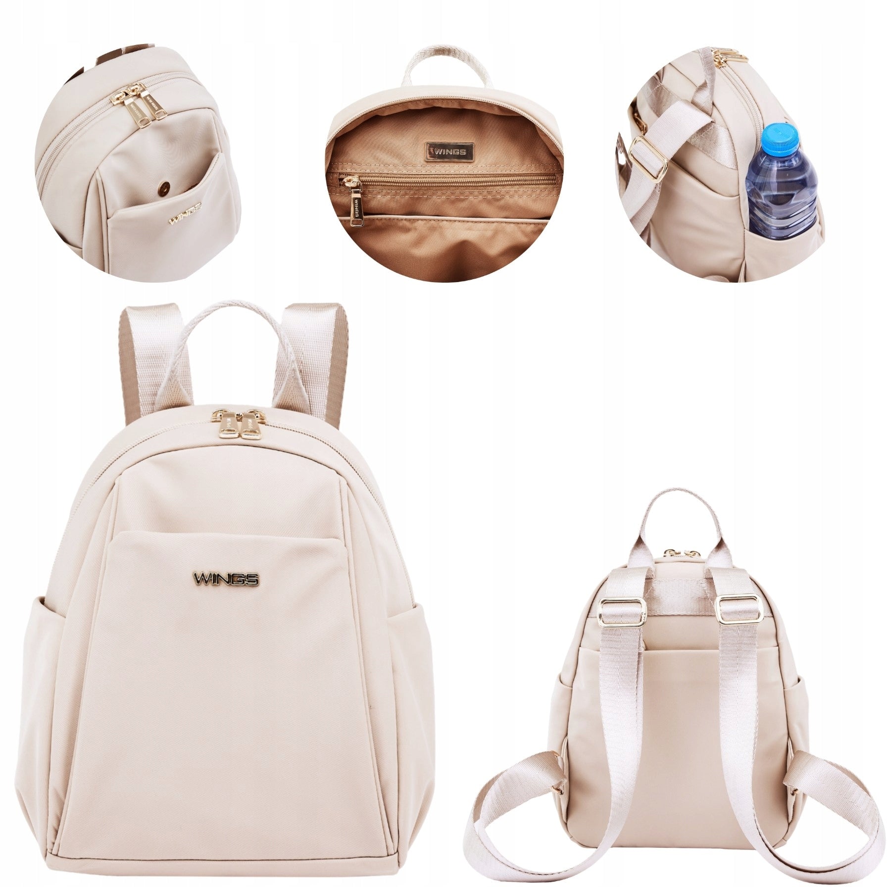 Women's backpack WINGS small urban nylon for college work zipper stylish