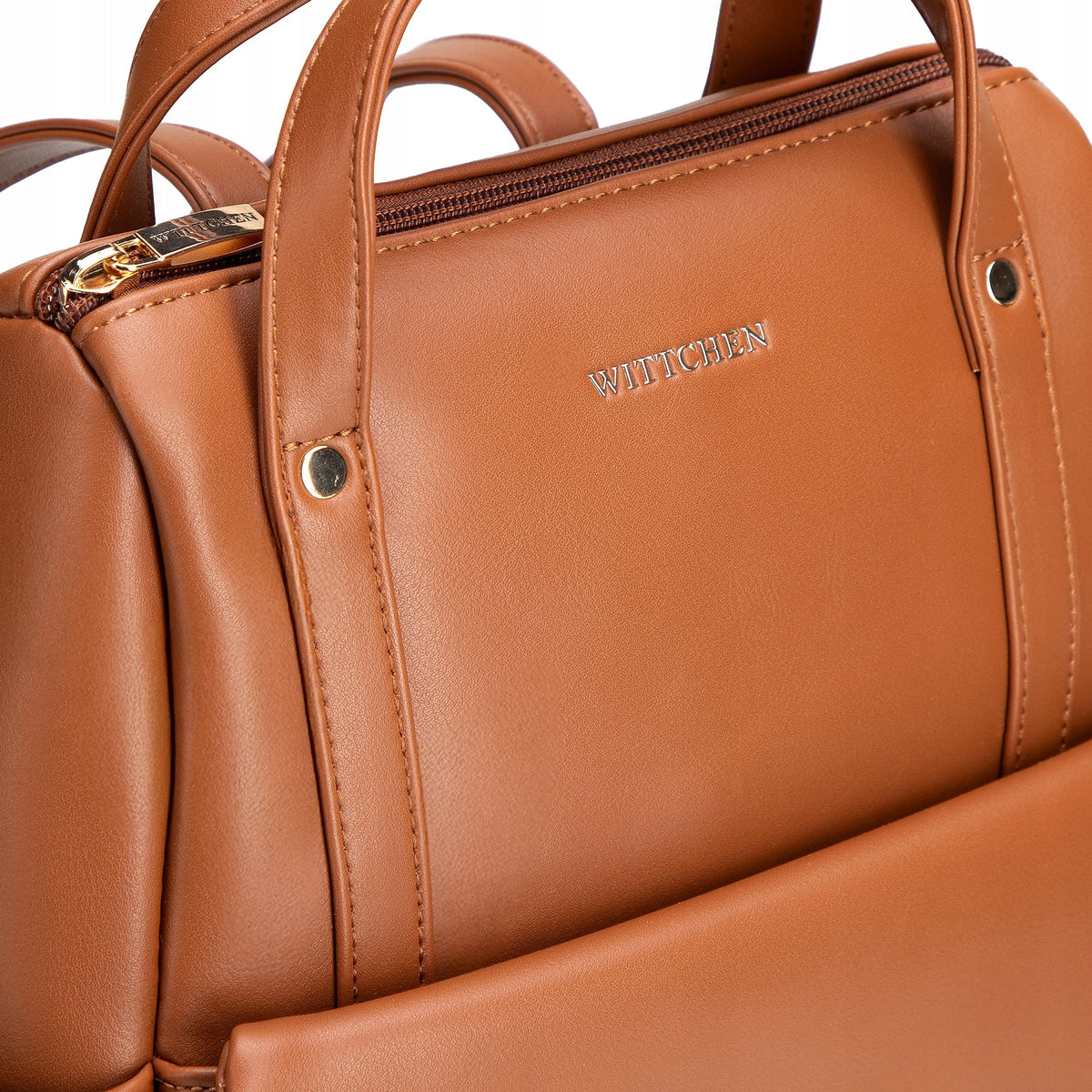 Women's backpack WITTCHEN 102-4Y-903-5 with flap pocket light brown Manufacturer code 102-4Y-903-5