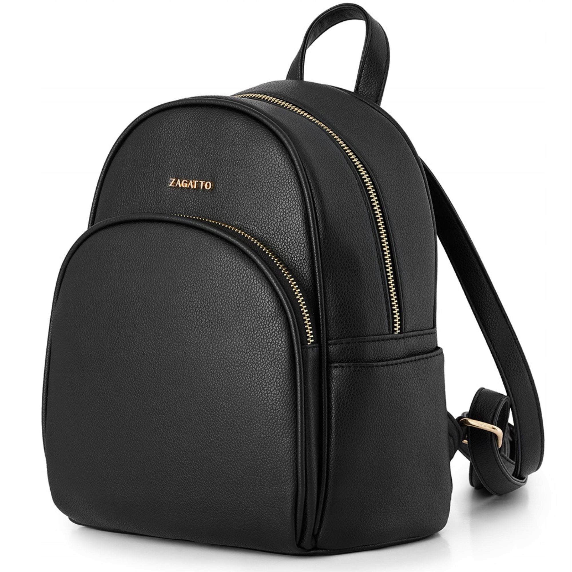 Women's backpack faux leather city elegant black eco leather ZAGATTO
