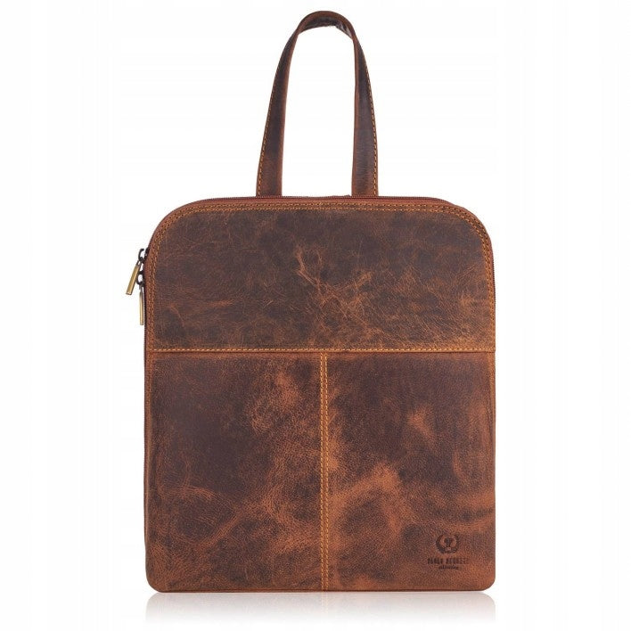 Women's backpack leather brown vintage, women's backpack Paolo Peruzzi