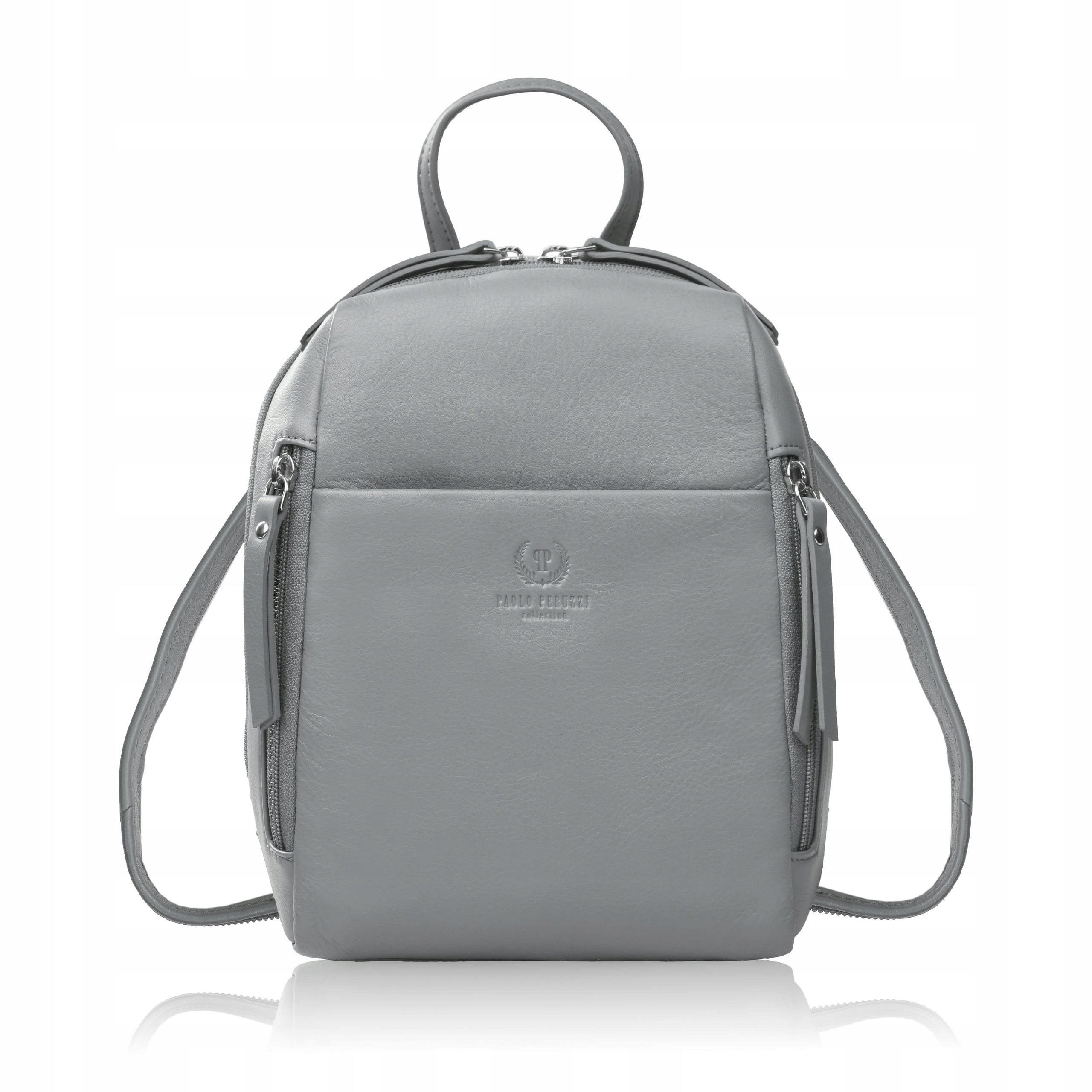 Women's backpack leather city small grey elegant Paolo Peruzzi