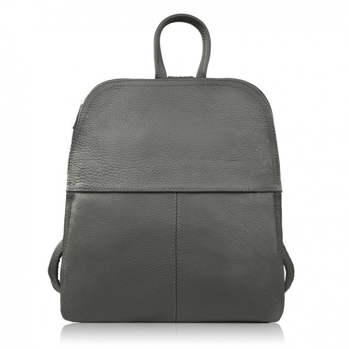 Women's backpack leather grey small classic city backpack Abruzzo