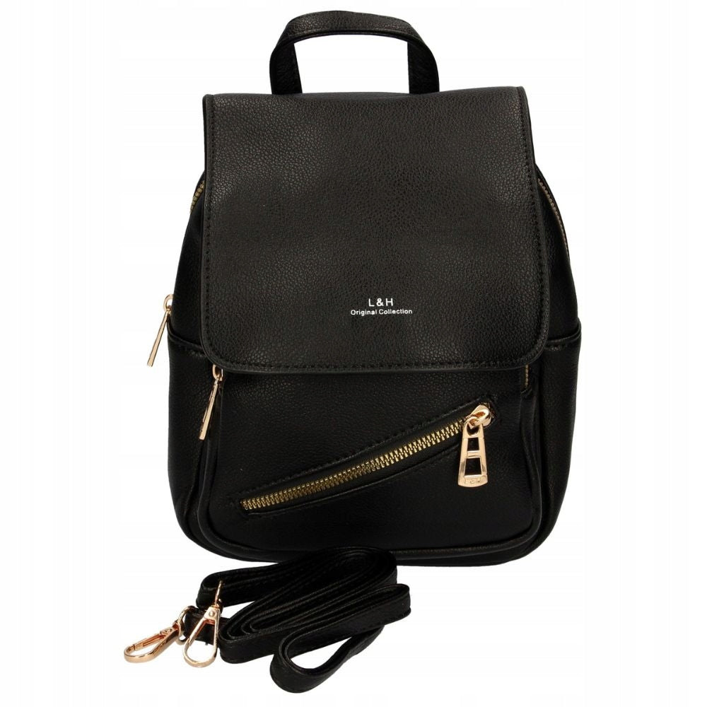 Women's bag-backpack black with gold elements backpack bag Brand no brand