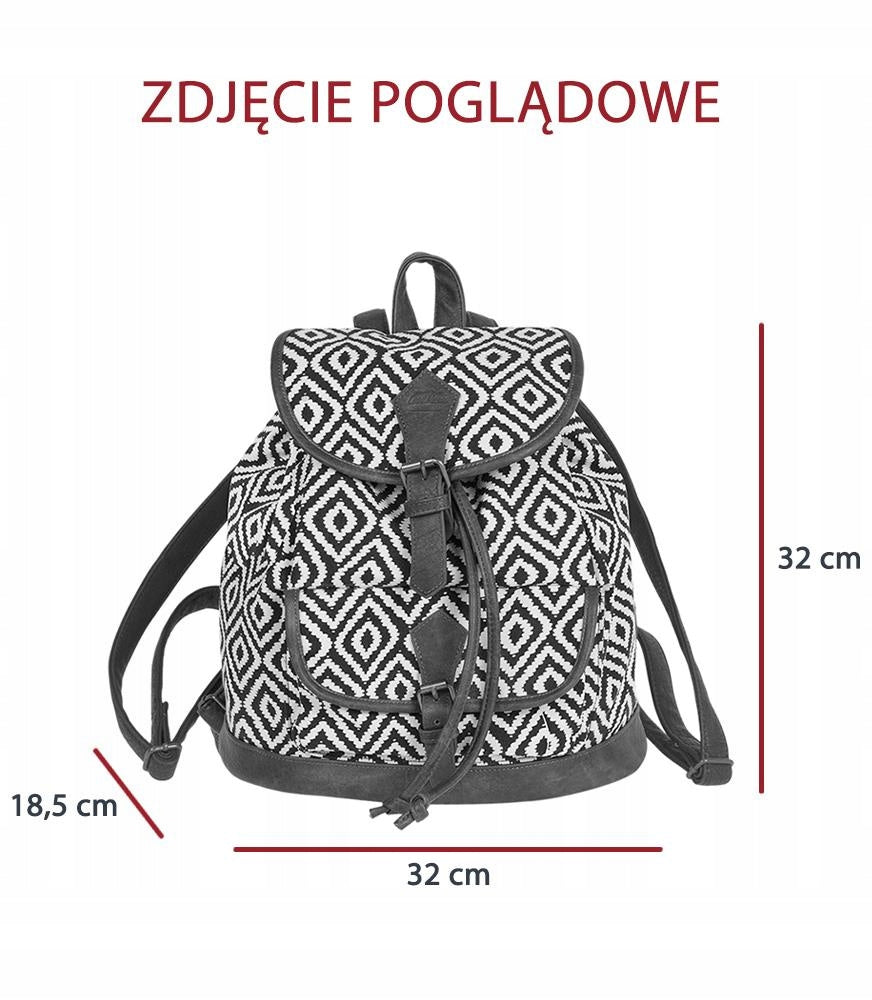 Women's city backpack Coolpack Fiesta Pink Ethnic with pompom Brand CoolPack