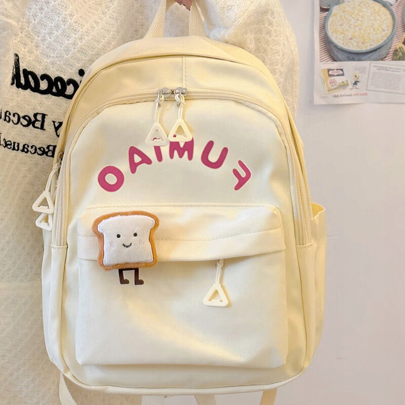 Women's cute mini backpack for school hiking spring outing milk yellow