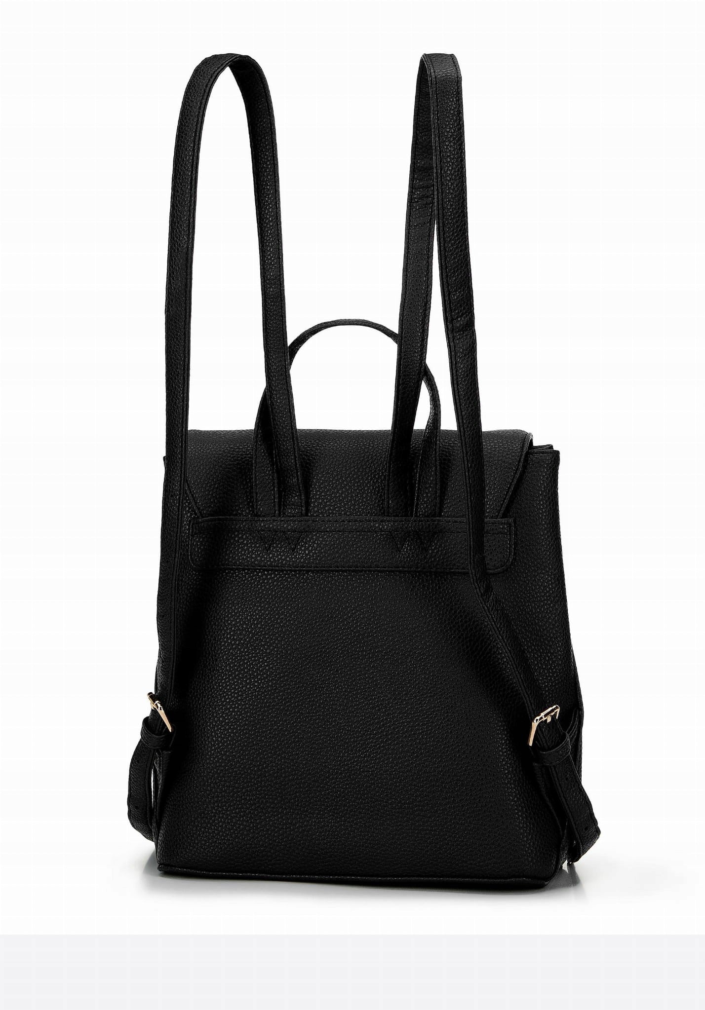 Women's eco-leather backpack with flap WITTCHEN 29-4Y-018-B1 black Brand WITTCHEN