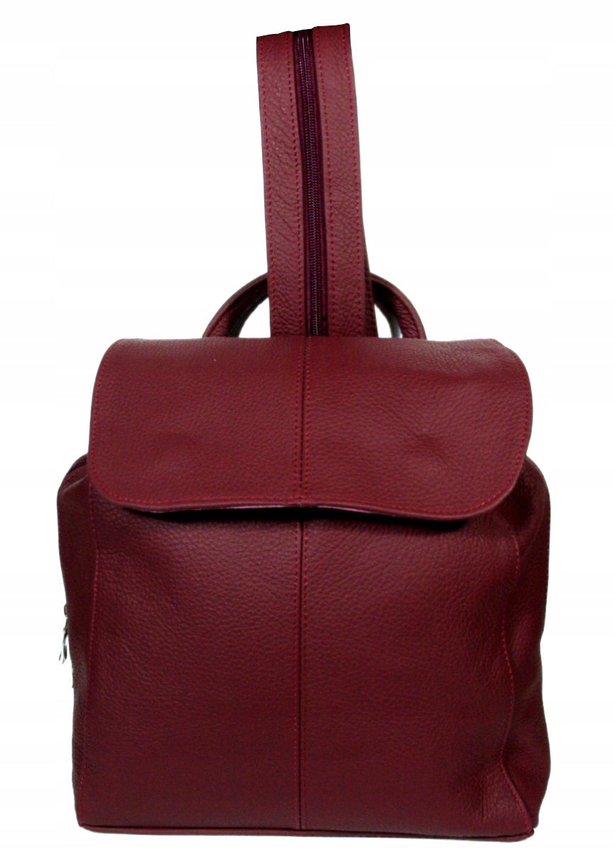 Women's leather backpack red burgundy large made in Poland genuine leather Packaging status original