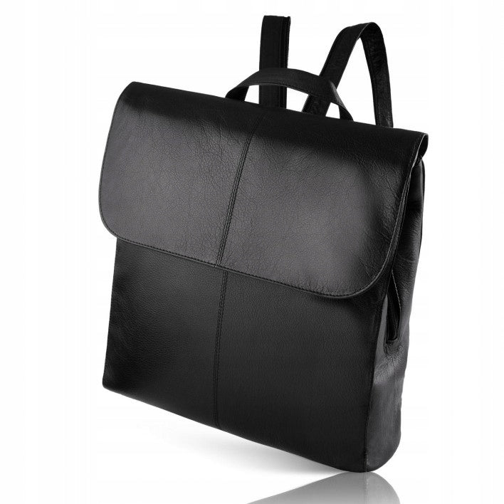 Women's school backpack A4 leather black for work and college fashionable retro Brand Paolo Peruzzi