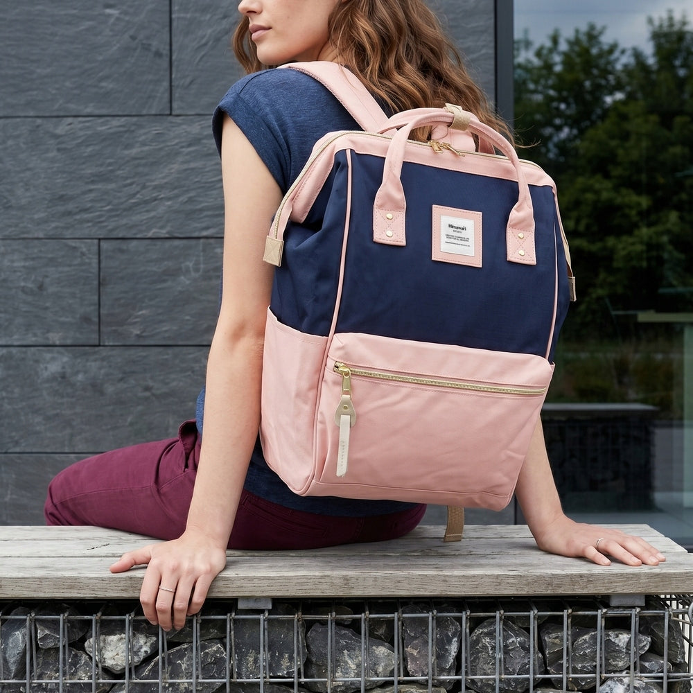 Women's school backpack Himawari 9001 for laptop 15,6 USB #09 pink-blue Manufacturer code 9001