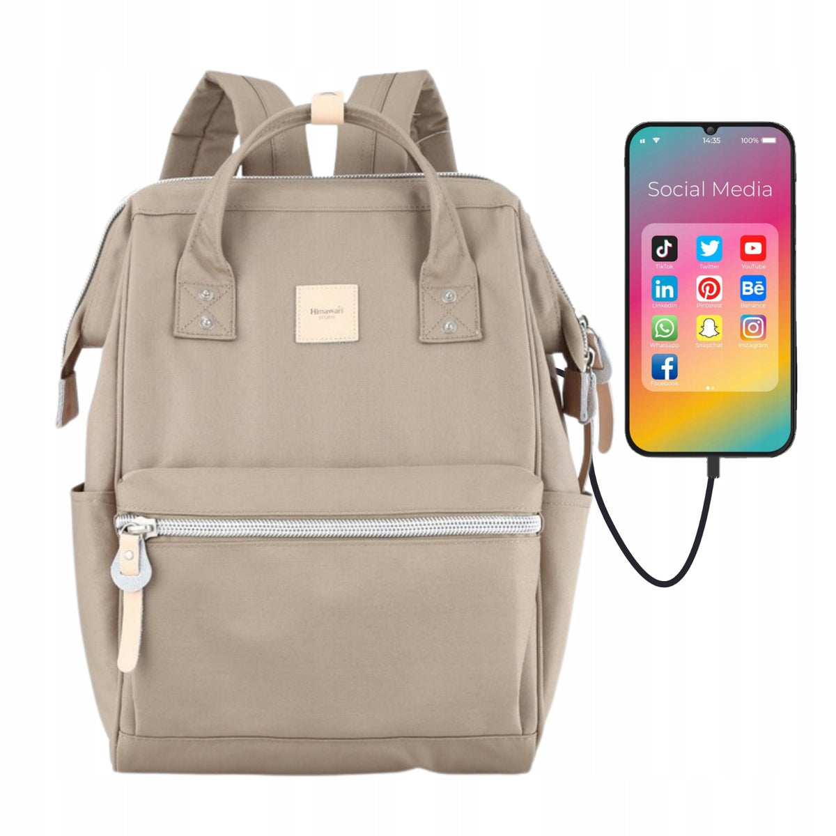 Women's urban backpack Himawari Sorrel HM1881 for laptop 13,3 USB #16 coffee