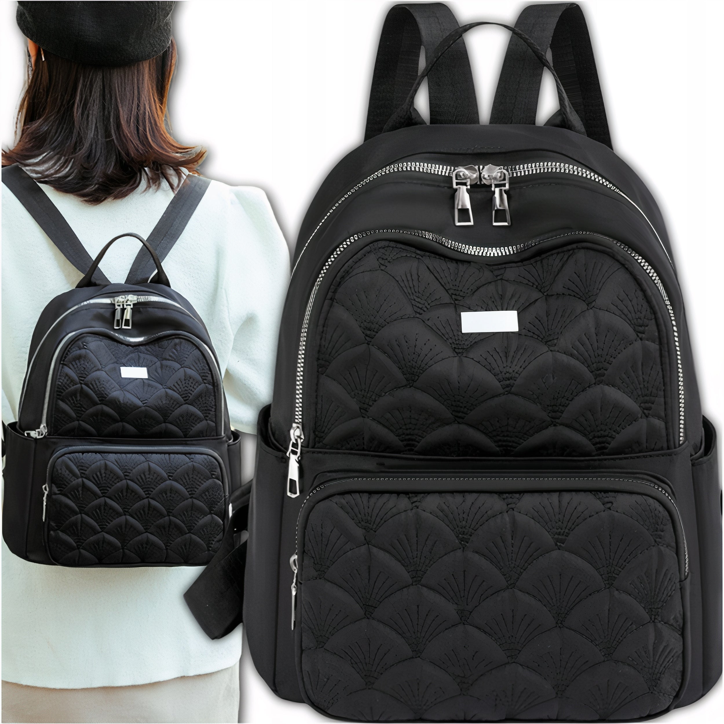 Women's urban backpack small black tourist school roomy Brand no brand