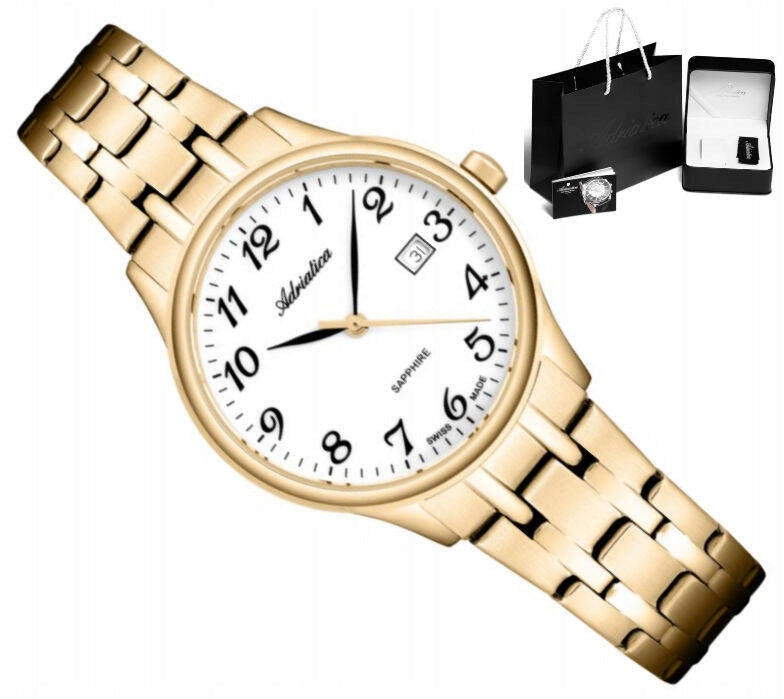 Women's watch Adriatica A3300.1123Q gold DATE ON BRACELET WR50M.