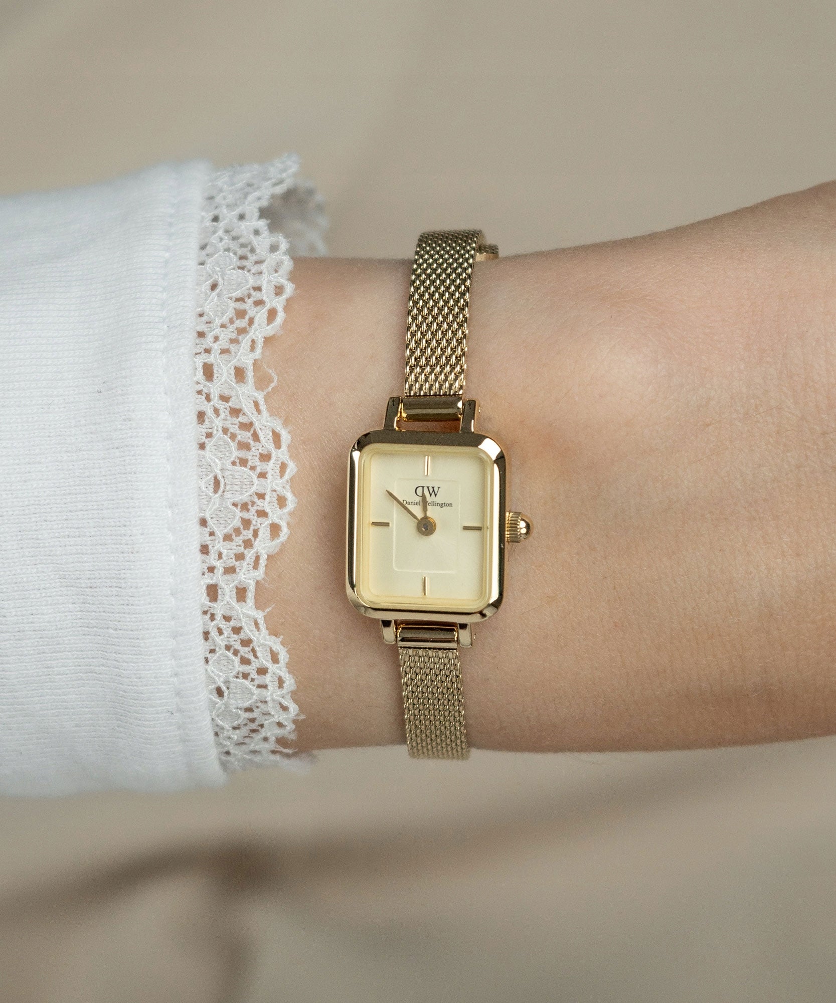Women's watch Daniel Wellington Quadro Mini Evergold Champagne 15 Packaging status original