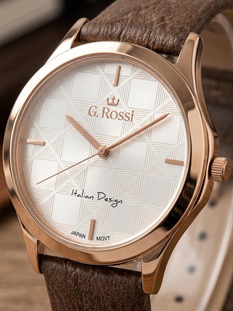 Women's watch G. Rossi MIROE elegant dial - leather strap + ENGRAVING Model z efektowną tarczą 3C3
