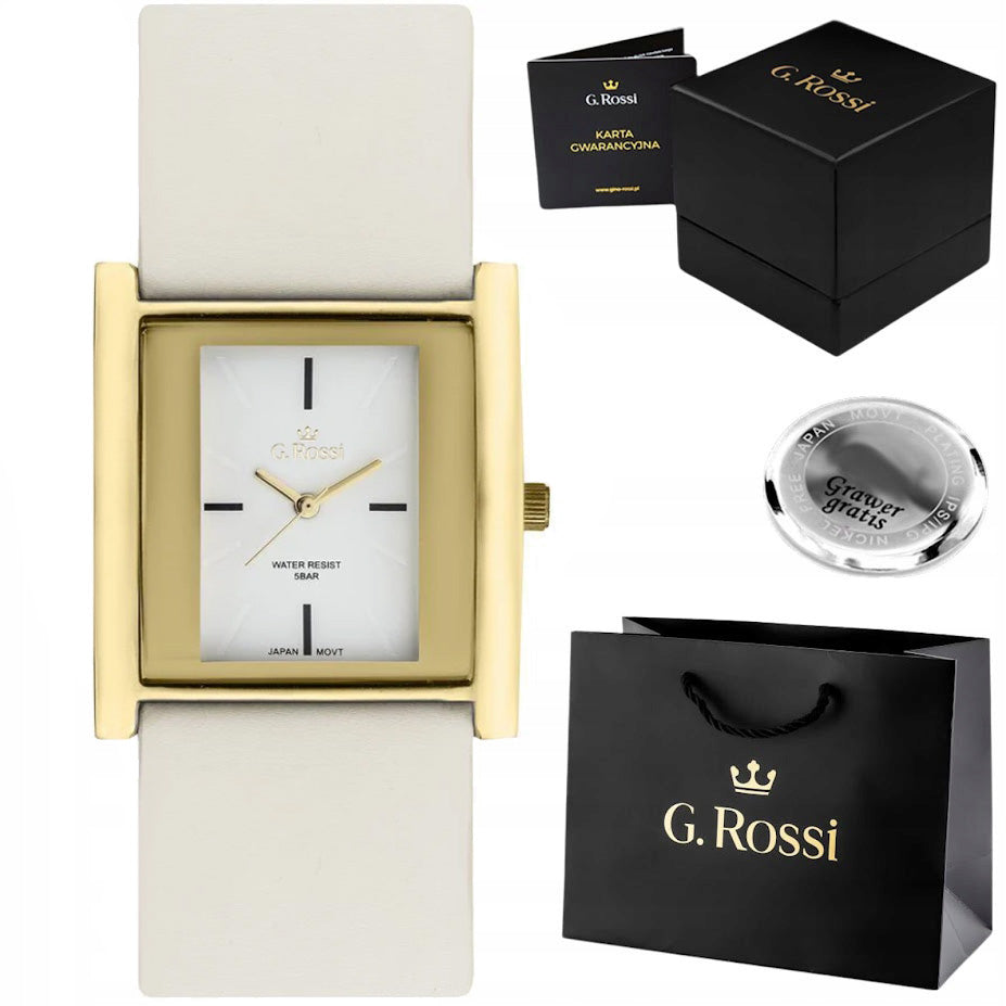 Women's watch G. Rossi classic dial and leather strap - box + ENGRAVING