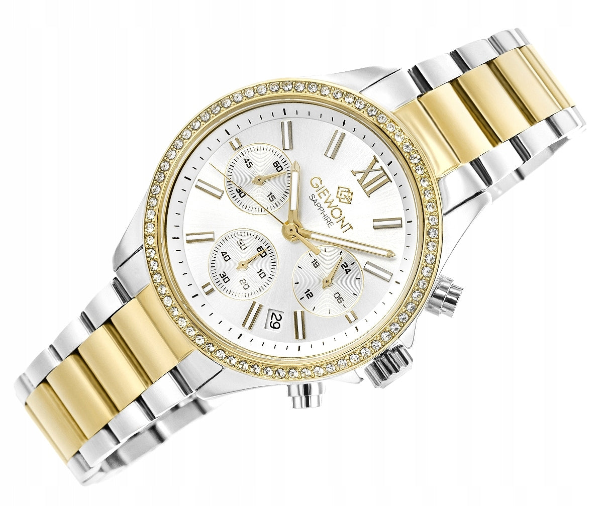 Women's watch Giewont Sapphire Silver Gold GW3670-B4+BOX Brand Giewont
