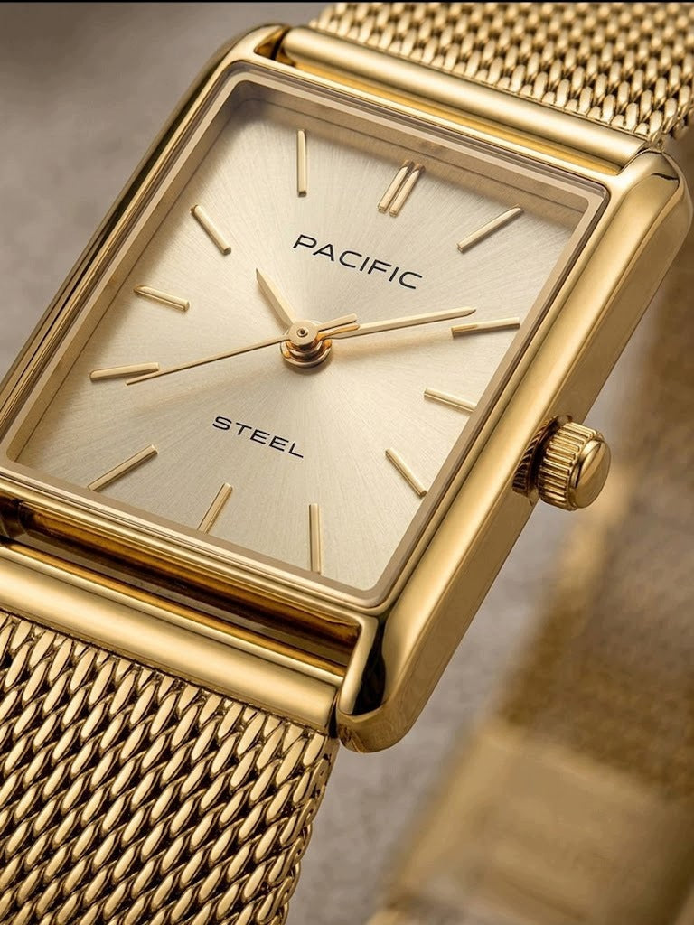Women's watch PACIFIC GOLD ELEGANT STEEL MESH Brand Pacific