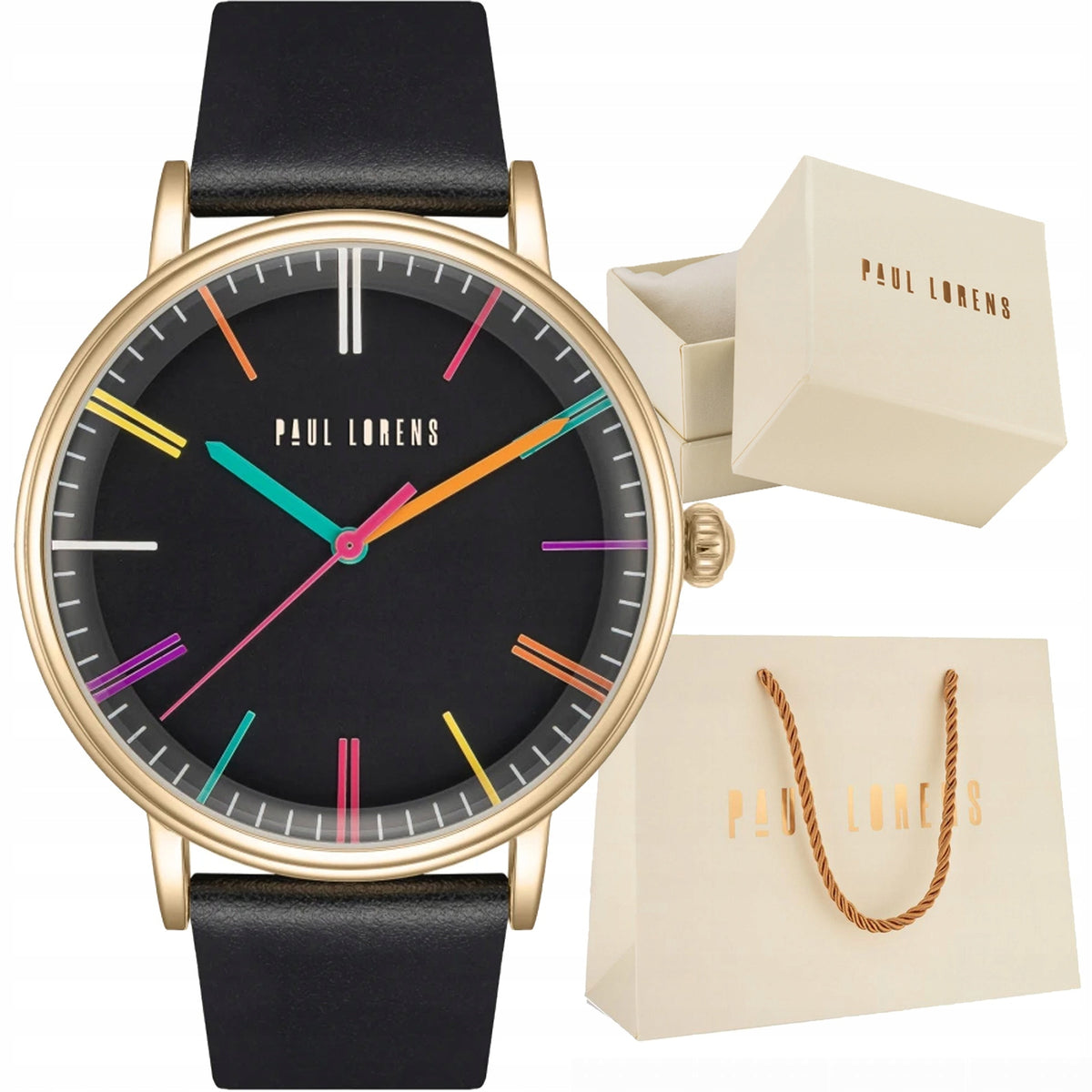 Women's watch Paul Lorens 12445A-1A2 black and gold