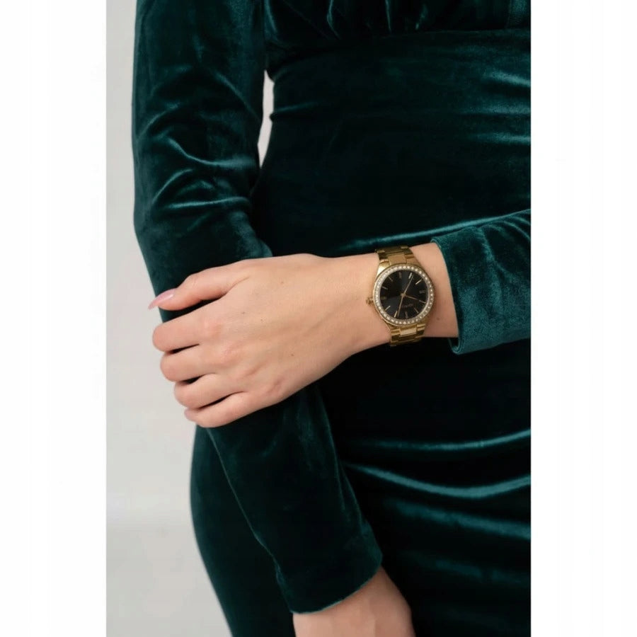 Women's watch Paul Lorens CARMEN gold - elegant rhinestones with engraving Packaging status original
