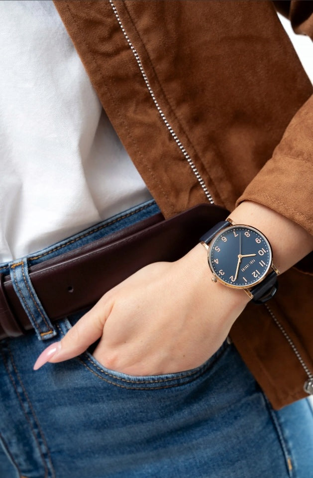 Women's watch Paul Lorens FARAH leather navy dial with numbers ENGRAVING Brand Paul Lorens