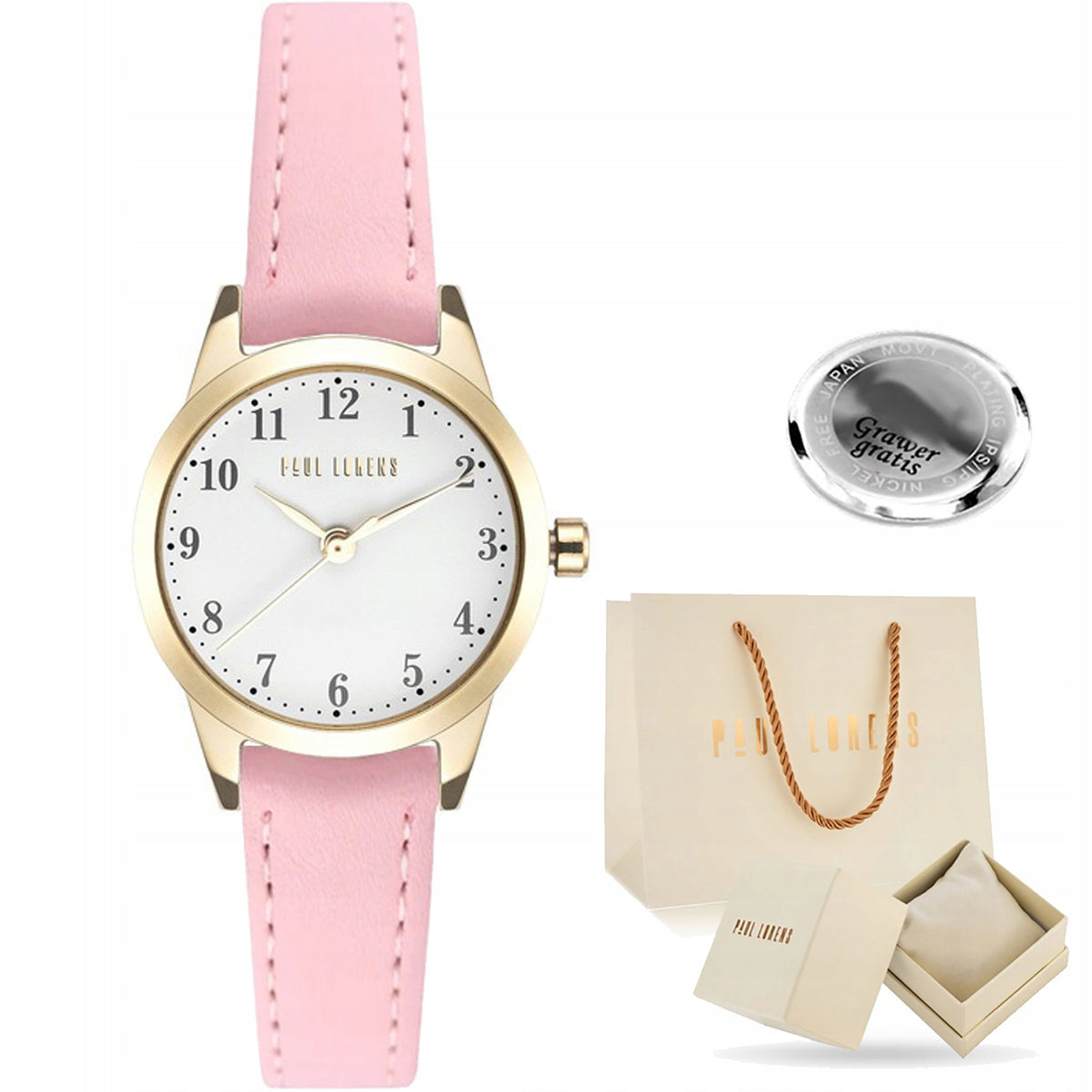 Women's watch Paul Lorens LEATHER STRAP + ENGRAVING + BOX