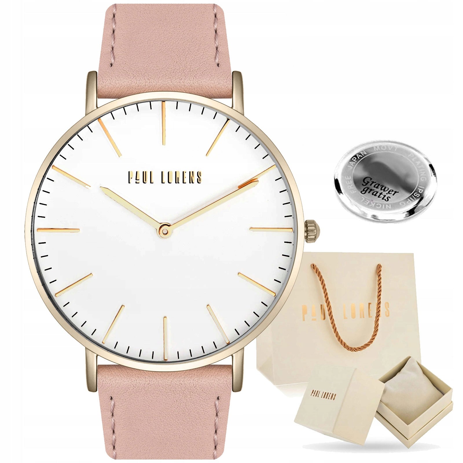 Women's watch Paul Lorens LONGIE -MOM'S DAY-natural leather+ENGRAVING