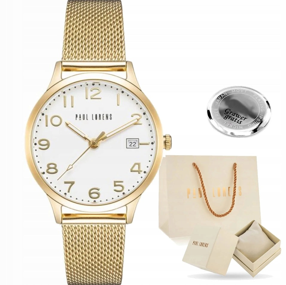 Women's watch Paul Lorens STELLA dial with numbers and date + ENGRAVING