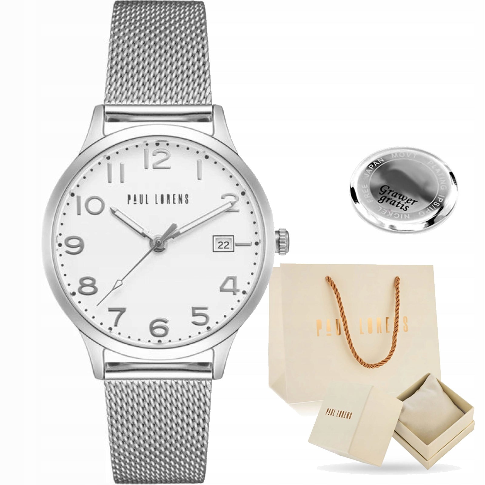 Women's watch Paul Lorens STELLA dial with numbers and date + ENGRAVING
