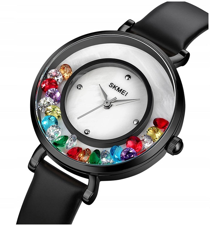 Women's watch SKMEI skm.120411a.wm analog leather black stylish